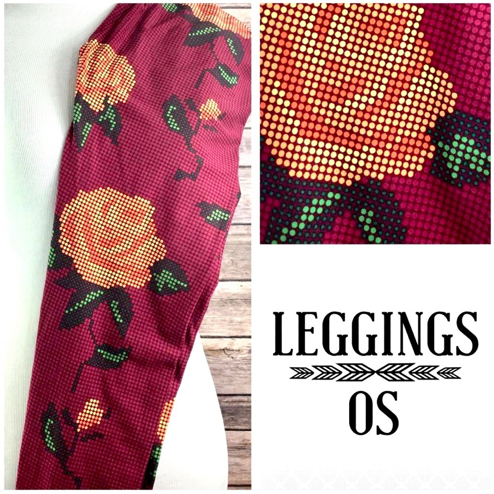 🚫SOLD🚫 LuLaRoe Leggings - Disney Roses Pixelated